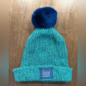 Love Your Melon Turquoise Beanie with Navy Pom-Pom